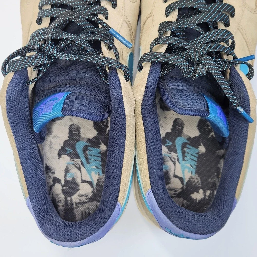 Nike Air Force 1 Low Shoes Mens Size 13 Beige Blue Suede Sneakers CD0887-201